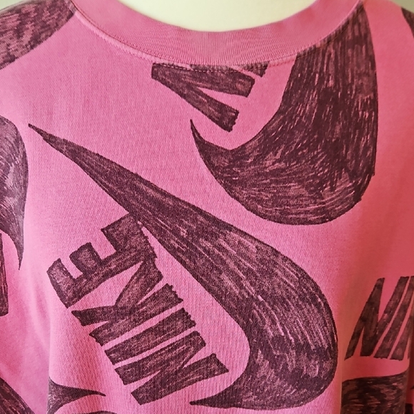 Nike Icon Clash Pink Scribble Swoosh Cropped Sweatshirt 2X - Picture 4 of 12